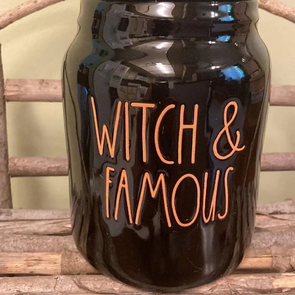 New RAE DUNN WITCH AND FAMOUS Witch Legs Lid Canister with Witch Legs Lid